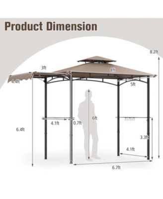 11 x 5 ft Grill Gazebo with Extended Side Awning Double-Tier Vented Top and Shelves