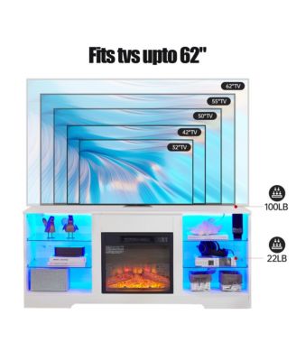 Electric Fireplace TV Stand, 58" Led Entertainment Center for TV up to 32-62", Media Console with USB Charging Outlet for Living Room