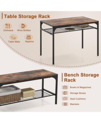 Industrial Style Rectangular Kitchen Table with Bench and Chairs.