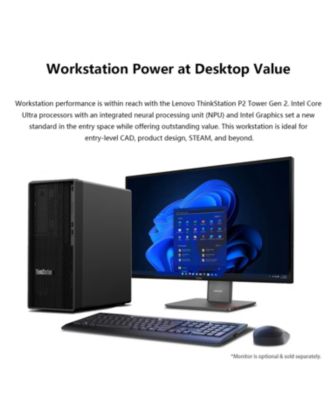 ThinkStation P2 Workstation Desktop Intel Core Ultra 5 64GB RAM Intel Graphics 2TB SSD Storage Windows 11 Pro