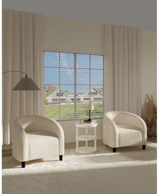 Accent Barrel Chair Boucle Club Chair Furry Sherpa Armchair Suitable for Living Room Bedroom Reception Room Office.