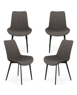 Dining Chairs Set of 4 with Upholstered Seats and Metal Legs