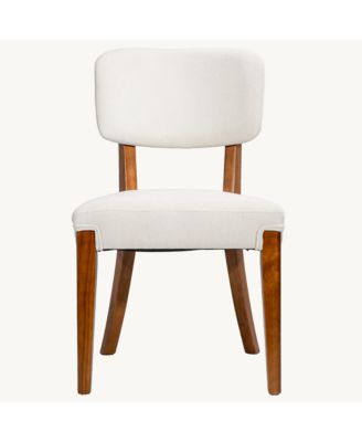 Modern Dining Chairs Set of 2, Fabric Upholstered Accent Chairs with Sturdy Solid Wood Legs for Kitchen and Living Room