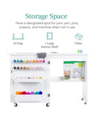 Sewing Machine Table and Desk w/ Craft Storage and Trays