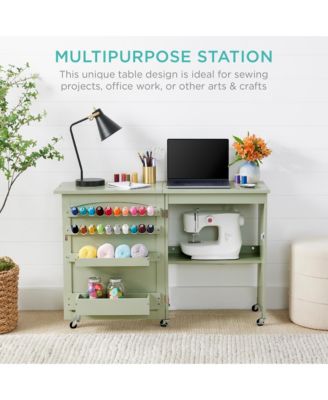 Sewing Machine Table and Desk w/ Craft Storage and Trays