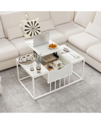 Modern Lift Top Coffee Table, Center Table with Hidden Storage Compartment