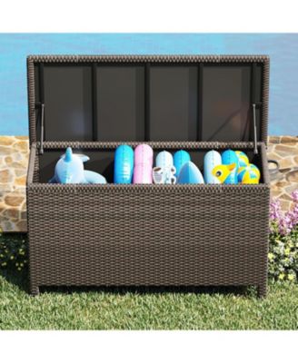 185 Gallon All-Weather Wicker Deck Box for Outdoor Storage
