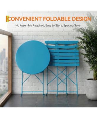 3-Piece Foldable Metal Bistro Set with Round Table, Compact for Small Spaces
