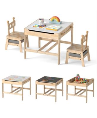 Kids Activity Table and Chairs Set with Reversible Whiteboard