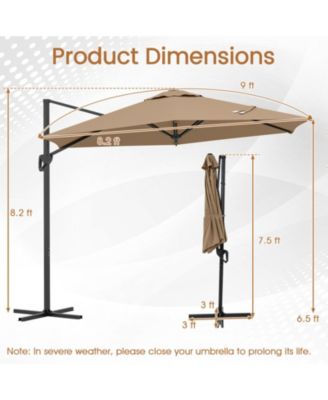 9 ft Cantilever Patio Umbrella with Double-Tier Vented Top and Sun-Protective Canopy