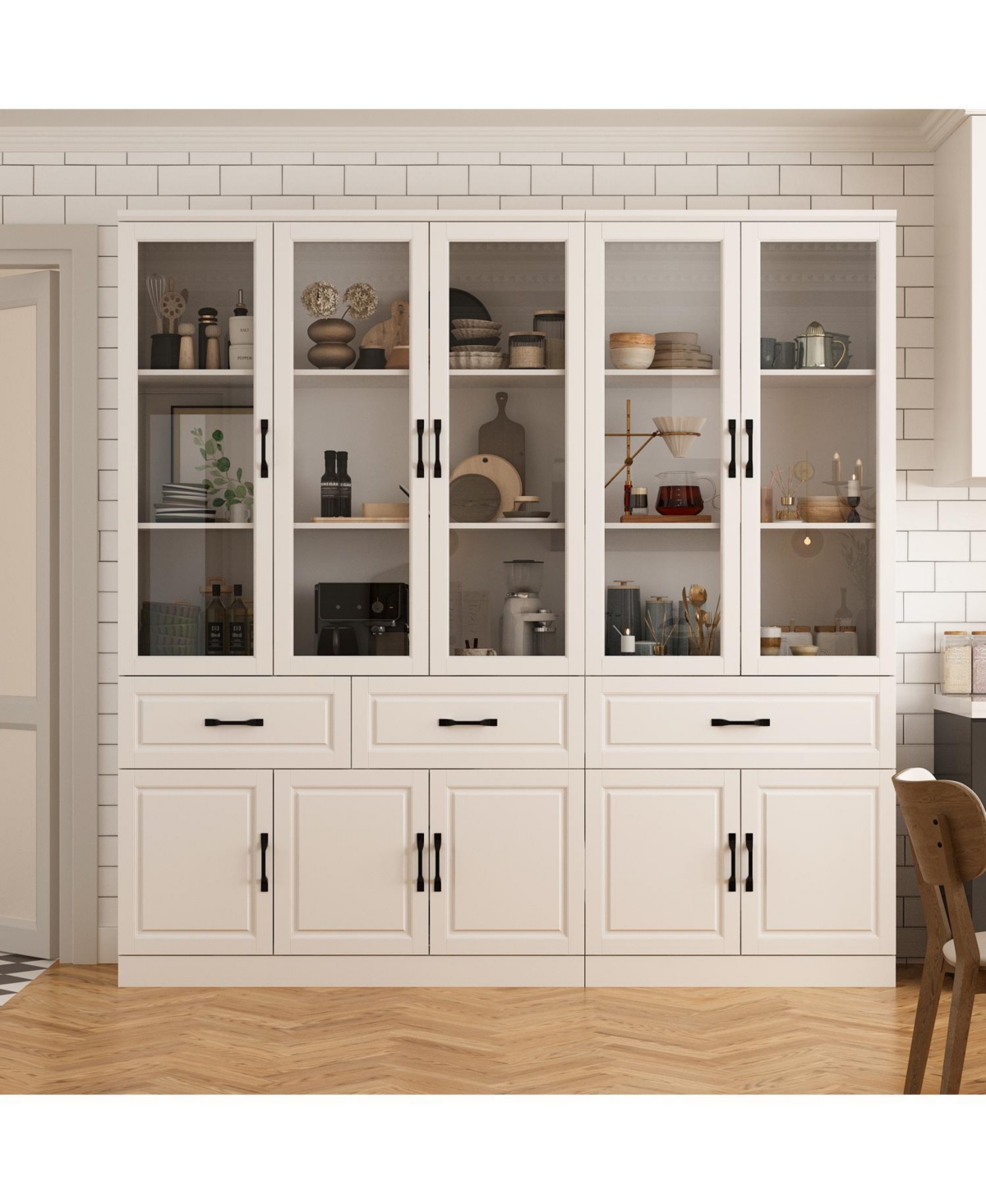 Homsee 12-Shelf Wood Standard Bookcase With Adjustable Shelves Drawer