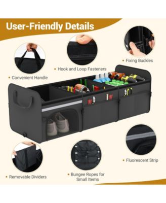 18 Gallon Car Trunk Organizer with Lid and Three Compartments