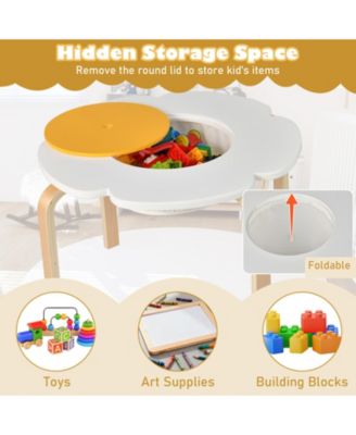 Flower Shaped Kids Activity Table Set with Chairs and Stools