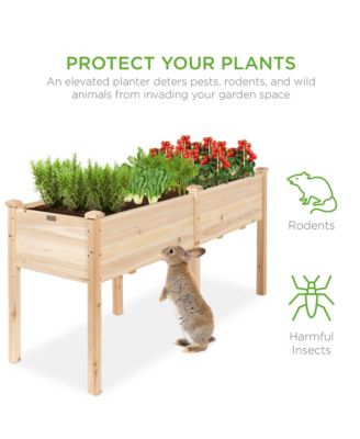 72x23x30in Raised Garden Bed, Elevated Wood Planter Box for Patio w/ Divider Panel