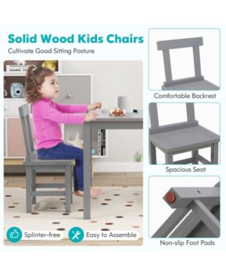 Wooden Kids Table and Chairs Set with Anti Slip Foot Pads