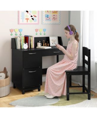 Wooden Kids Study Desk and Chair Student Workstation Set