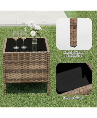 3-Piece Rattan Patio Furniture Set, 2 Chairs and Coffee Table, Gradient