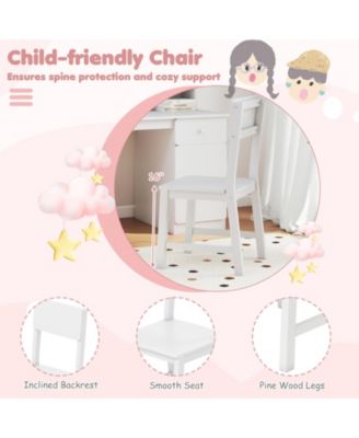 Kids Desk and Chair Set with Hutch and Side Storage Shelf