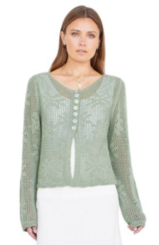 Yumi Women's Flower Crochet Button Up Cardigan - Macy's