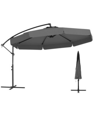 10 ft Cantilever Patio Umbrella with Protective Cover Infinite Tilt and Ruffled Edge