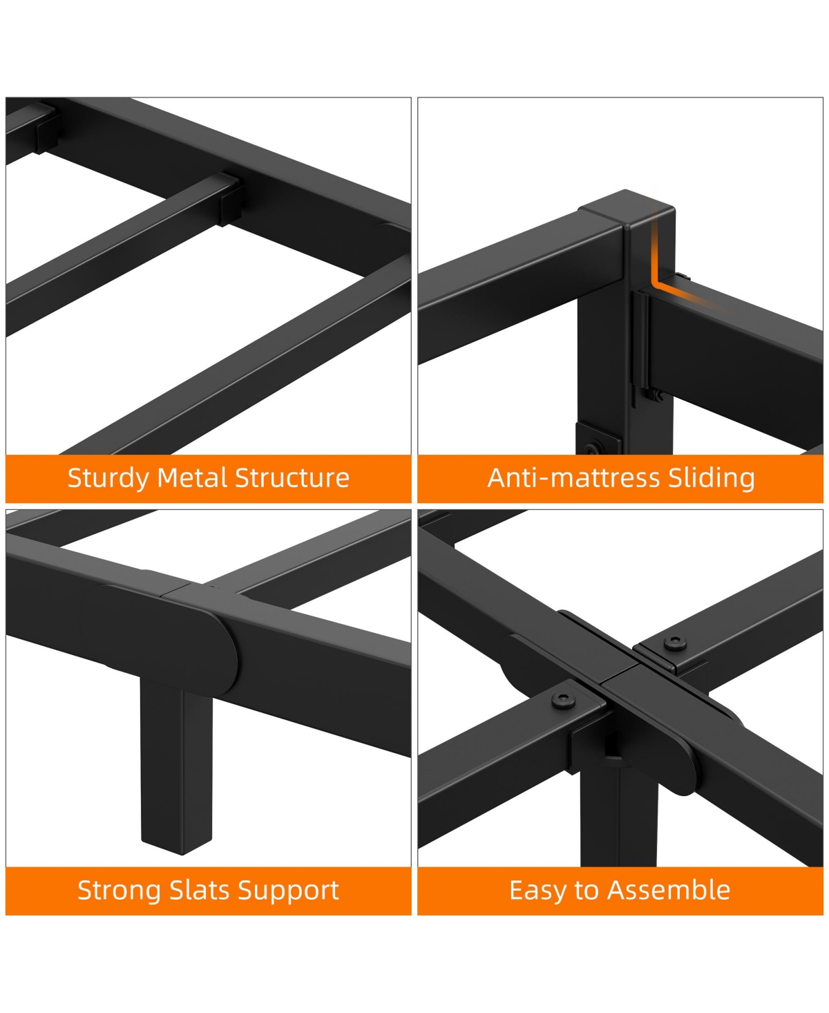 Homfan Metal Platform Bed Frame with Steel Slats Support, Mattress Foundation,Easy Assembly