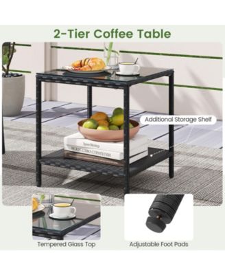 3 Piece Patio Furniture Set with Cushions and Glass Table