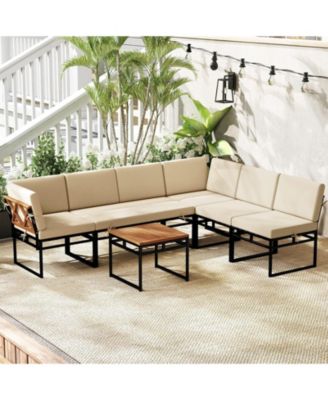 6 Piece Outdoor Sectional Sofa Set with Cushions