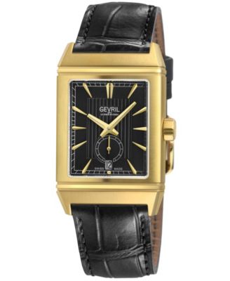 Men's Time Square Swiss Automatic Italian Leather Strap Watch