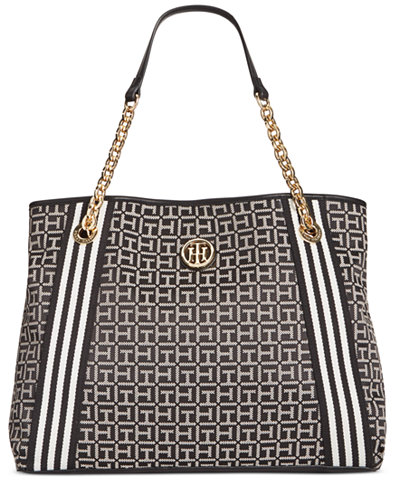 Tommy Hilfiger TH Monogram Jacquard Tote - Handbags & Accessories - Macy's