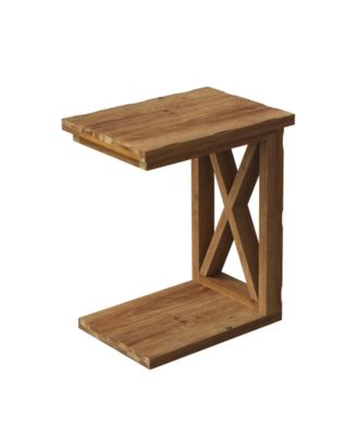Solid Wood End Table, 2-Tier C Shaped Side Table, Solid Wood Sofa Side Table, Simple Nightstand