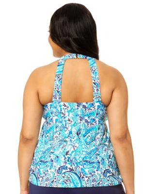 Plus Size H-Back V-Neck Underwire Tankini Top