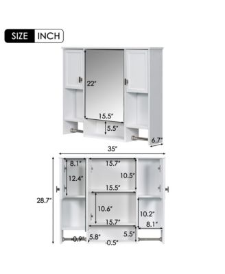 35'' x 28'' Modern Wall Mounted Bathroom Storage Cabinet, Bathroom Wall Cabinet with Mirror, Medicine Cabinet with Towels Bar