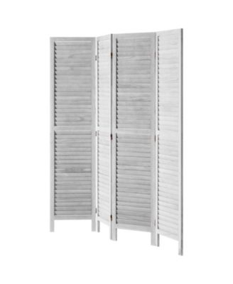 Wood Room Divider, 4 Panel Folding Privacy Screen for Home and Office Use