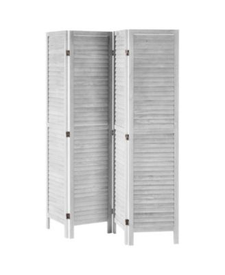 Wood Room Divider, 4 Panel Folding Privacy Screen for Home and Office Use