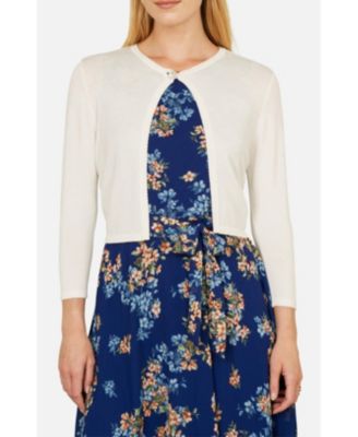 Women's Diamante Button Cropped Cardigan