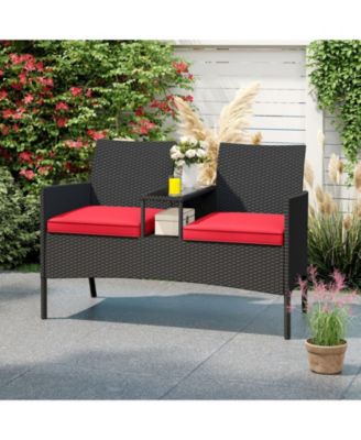 Patio Loveseat with Built In Table for Backyard or Porch