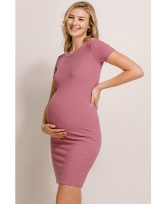 Maternity Ribbed Bodycon Short Sleeve Dress