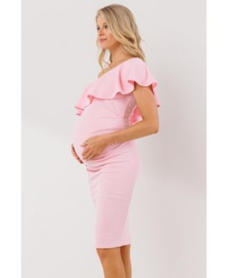 Maternity One-Shoulder Ruffle Bodycon Dress