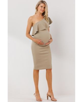 Maternity One-Shoulder Ruffle Bodycon Dress