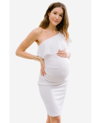 Maternity One-Shoulder Ruffle Bodycon Dress