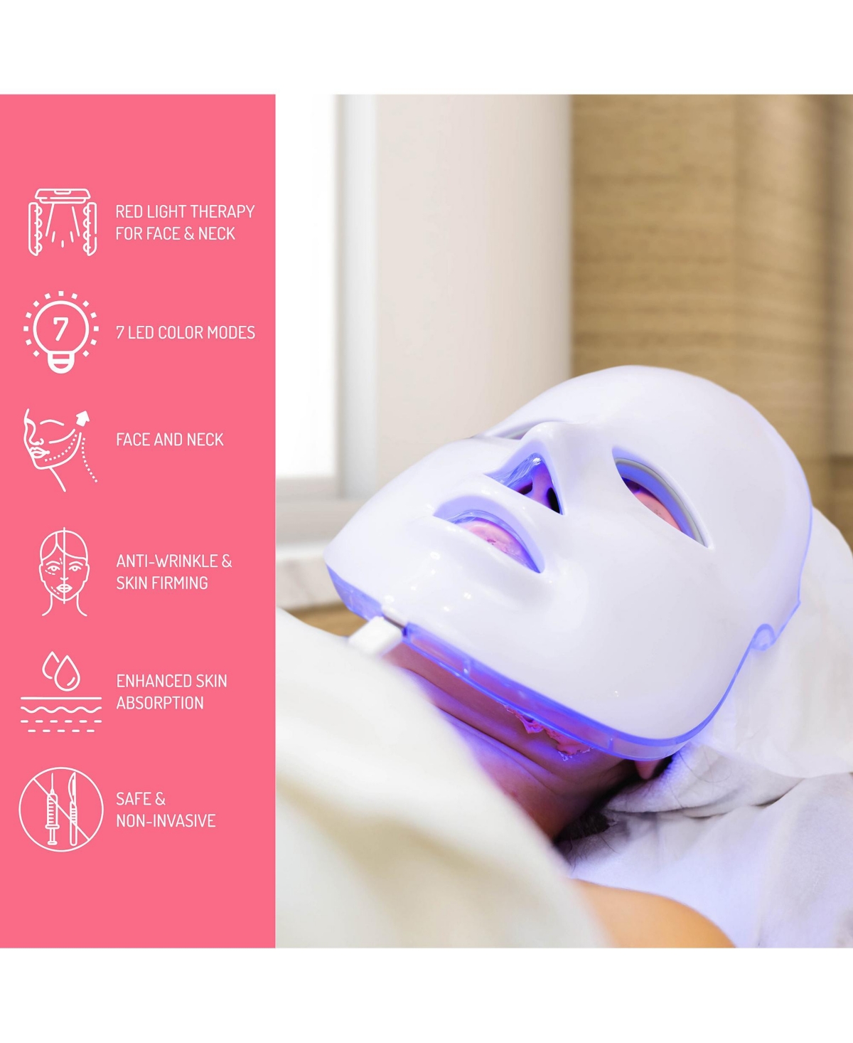 Pursonic Ultimate Recovery and Radiance: Red Light Therapy Neck Wrap and 7-in-1 Led Face Mask