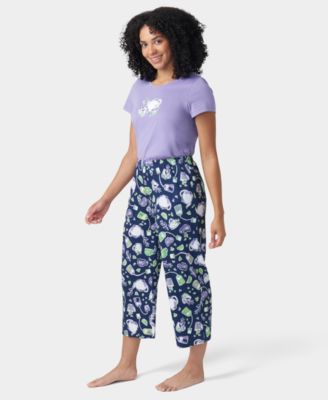 Women's Printed Short-Sleeve Capri Pajamas Set