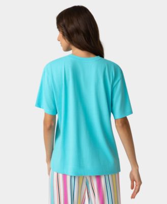 Women's Short-Sleeve Cotton Candied Boxy Pajamas Top