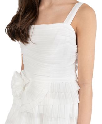 Rare Editions Girls' 7-16 Micro Pleated Chiffon Tiered Short Dress - Macy's