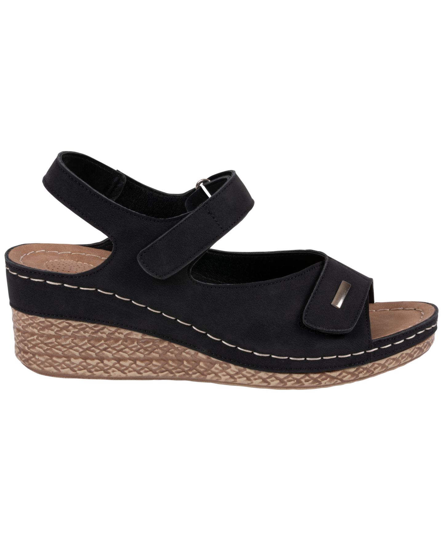 Женские сандалии GC Shoes Keltie Double Strap Wedge, цвет: Чёрный — фото 2