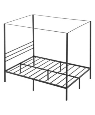 Full Size Canopy Bed Frame, Metal, Heavy Duty Steel Slats, Easy Assembly