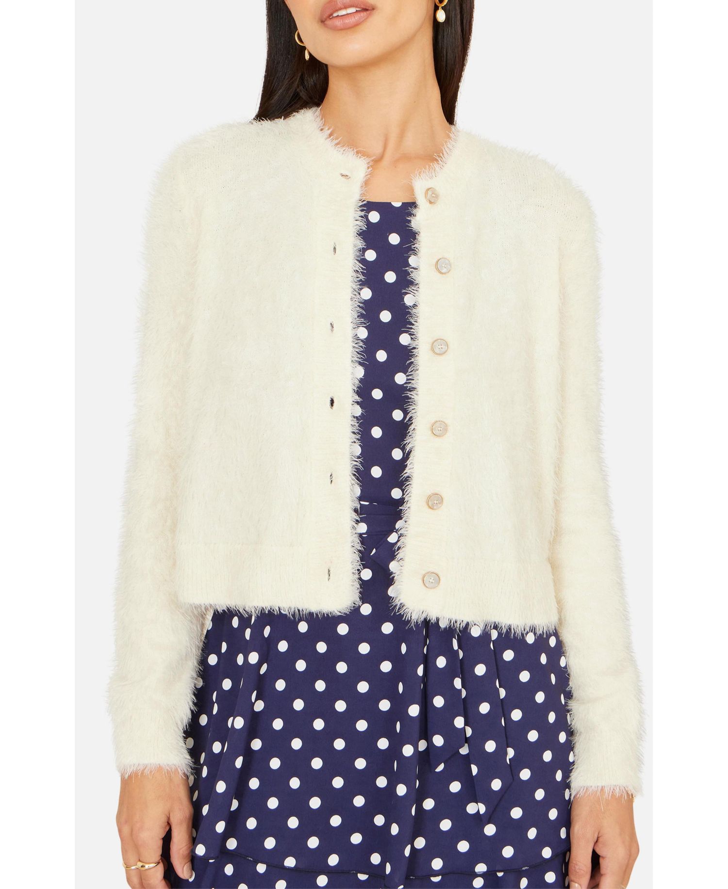 Women's Eyelash Knit Long Sleeve Cardigan