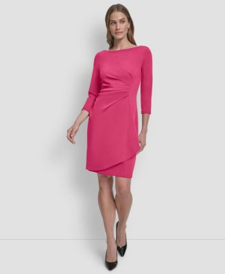 Women's 3/4-Sleeve Ruched Short Dress