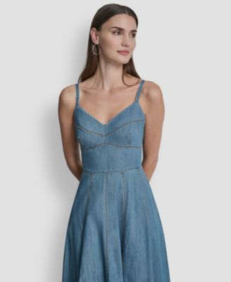 Women's Sleeveless Sweetheart Neck Midi Dress