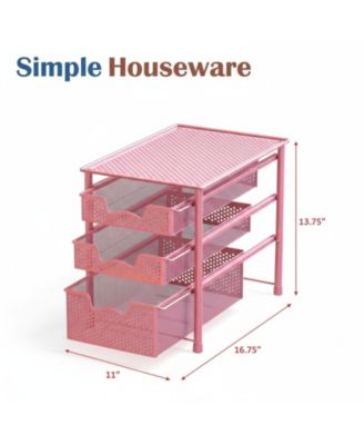 3 Tier White Alloy Steel Sliding Basket Organizer Drawer Cabinet